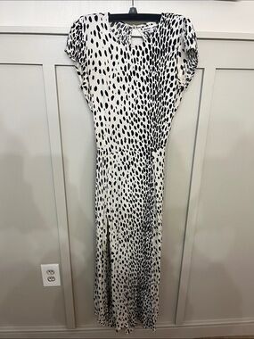 Reformation Black and White/ cheetah  Spotted Maxi Dress